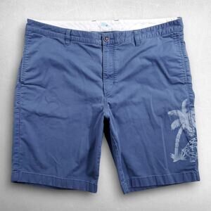 Tommy Bahama Chino Shorts Mens 40 Blue Flat Front Stretch Turtle Print Casual
